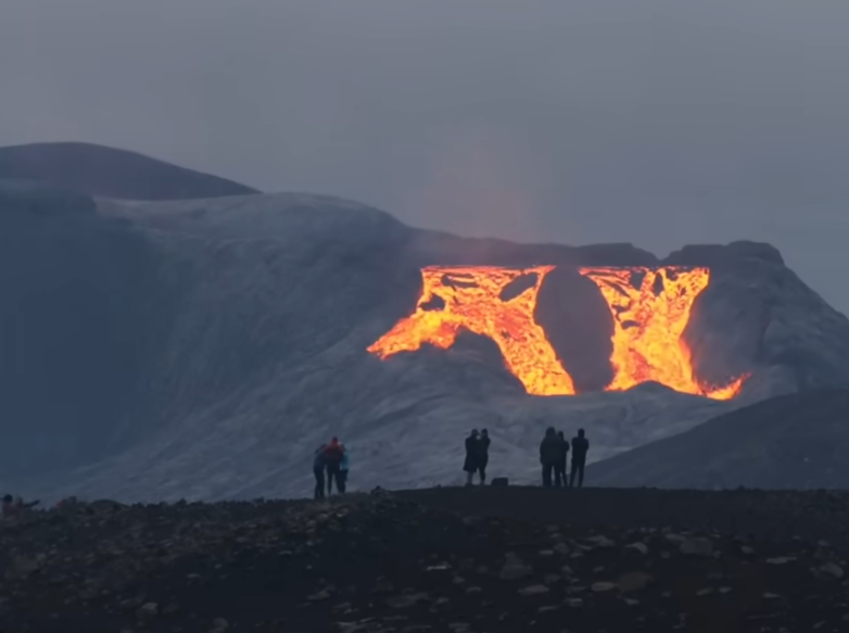 glowing molten rock lava